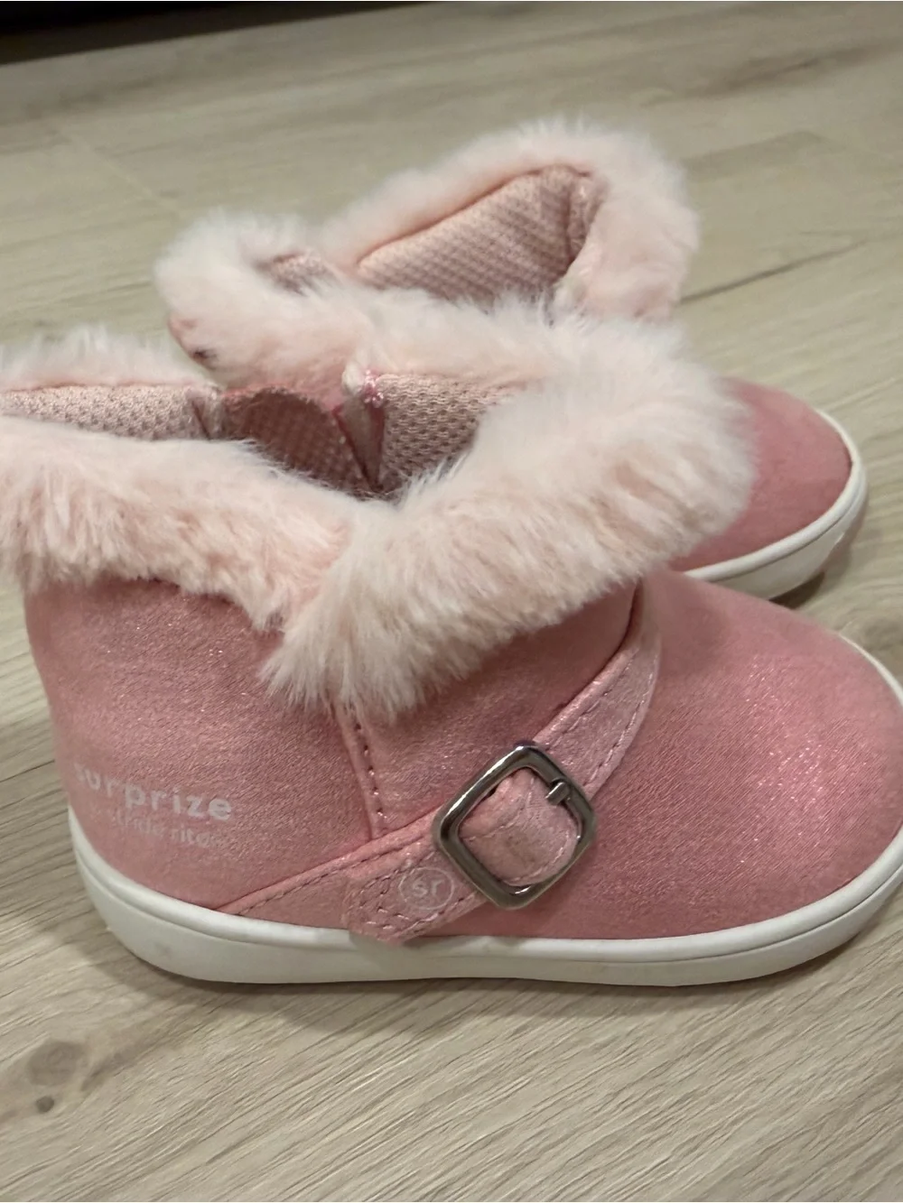 Stride Rite Toddler Shimmer Pink Faux-Fur Ankle Boots